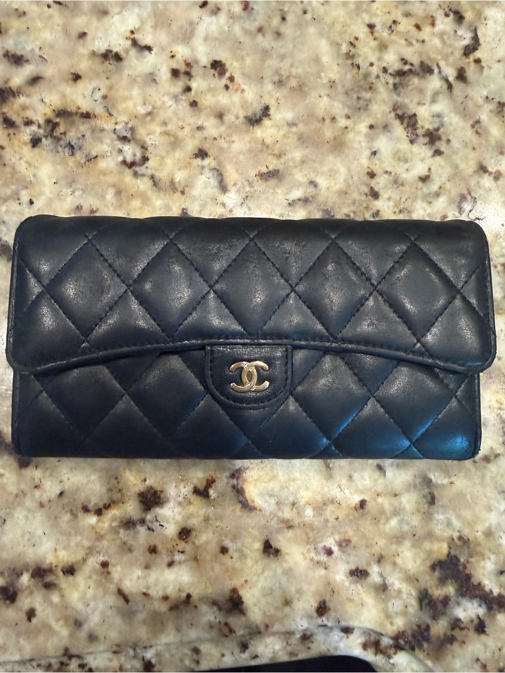 Chanel Lambskin quilted large flap wallet